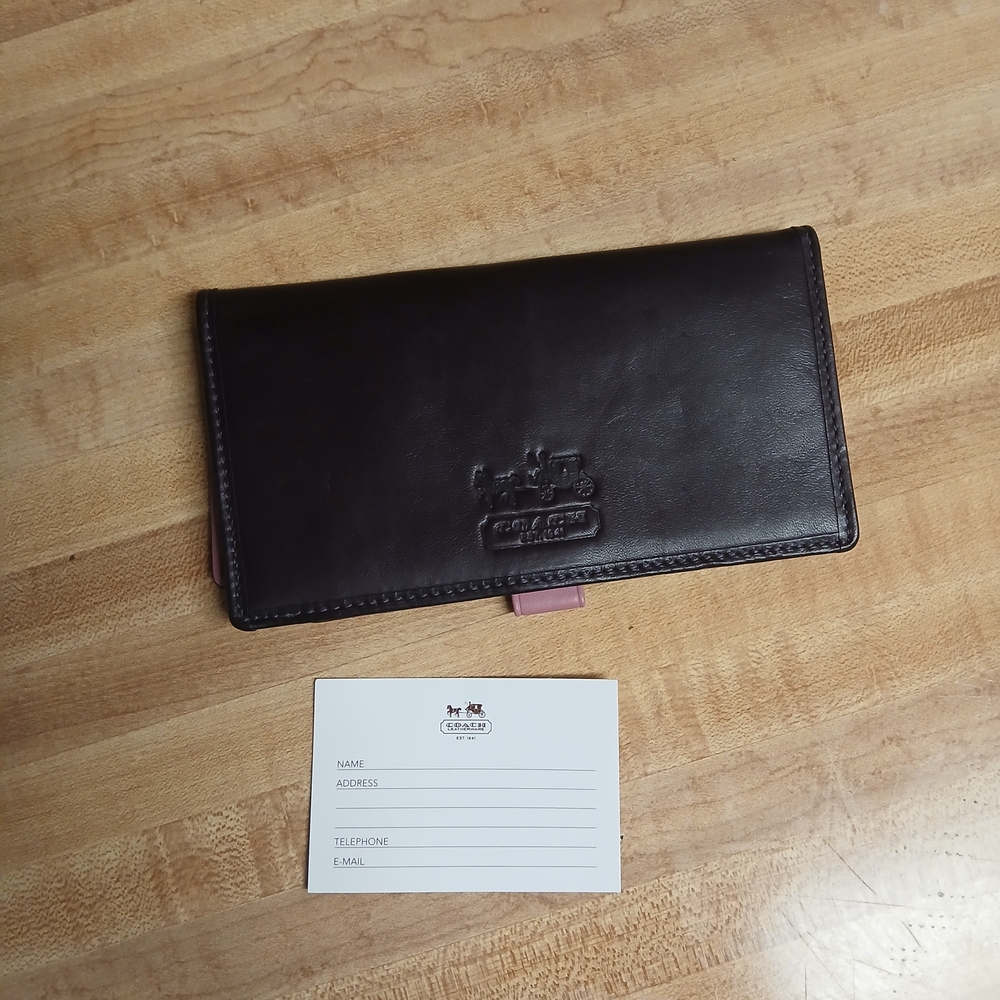 Coach Leather Checkbook Holder Purplish Brown Im Color